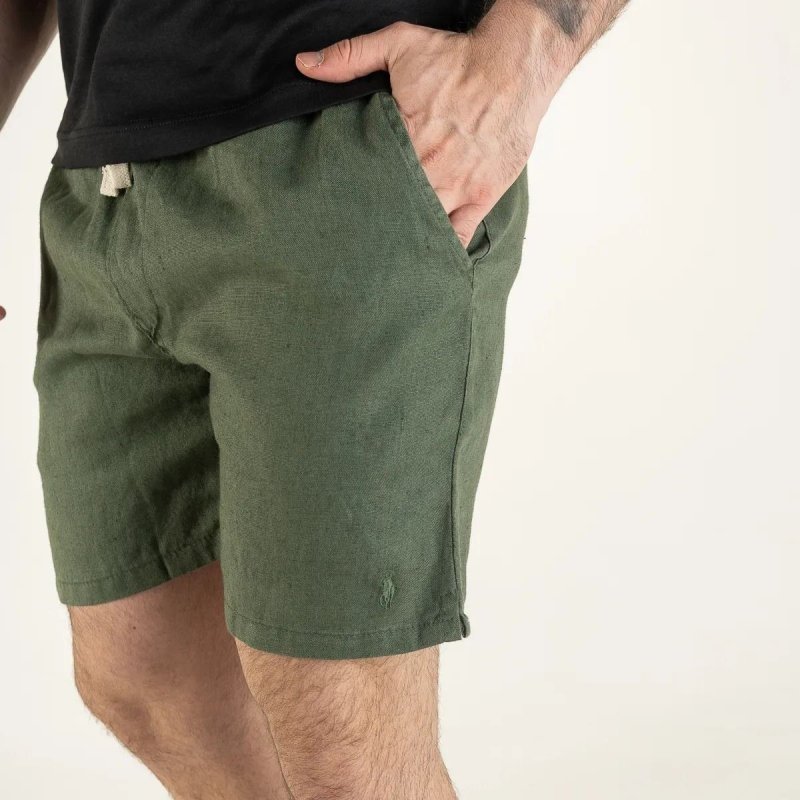 Shorts Ralph Lauren Linho Verde Musgo