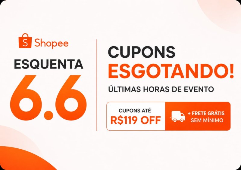 Cupons Shopee Esquenta 6.6 Esgotando
