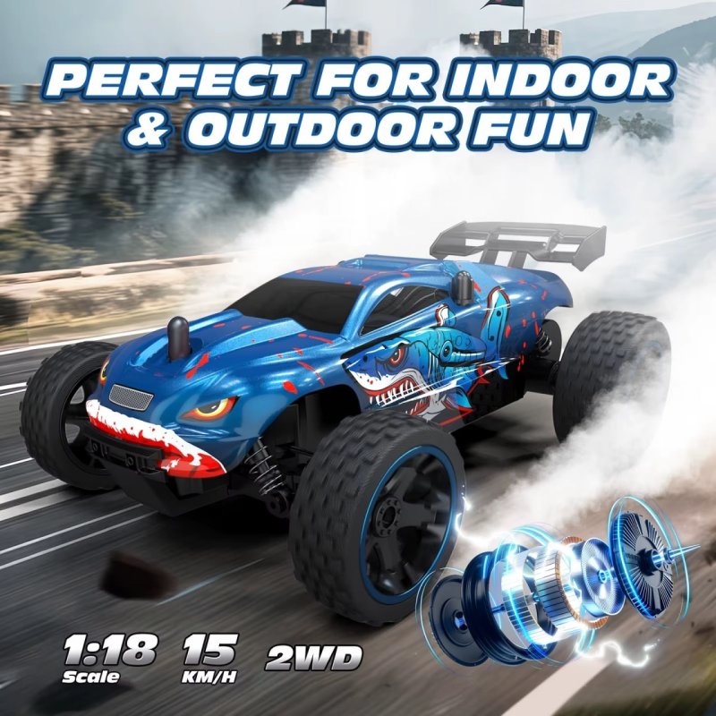 Carrinho RC 1:18 Off-Road 20KM/H 2WD Controle Remoto 2.4GHz com Carregamento USB-C Buggy