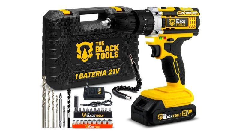 Parafusadeira E Furadeira Impacto The Black Tools Tb-21pw 3/8 Cor Amarelo