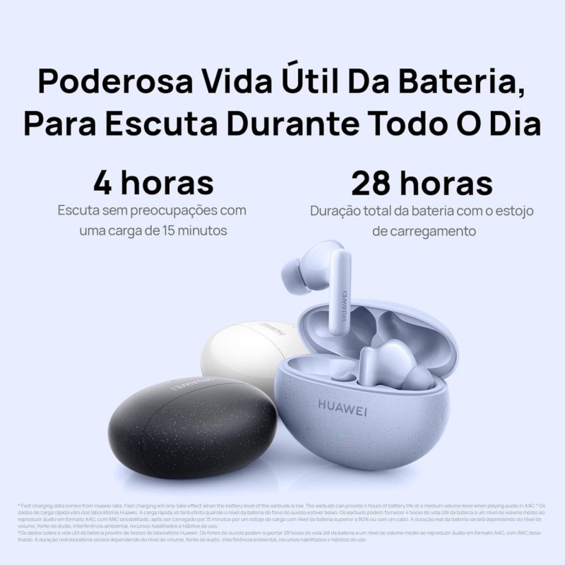 HUAWEI FreeBuds 5i - Até 28h Bateria - ANC 42dB - Som Alta Resolução - Azul