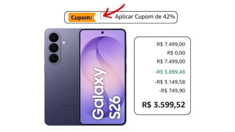 Celular Samsung Galaxy S26 5G, 256GB, 12GB RAM, Câmera Tripla de 50+12+10, Tela Grande de 6.3" - Violeta