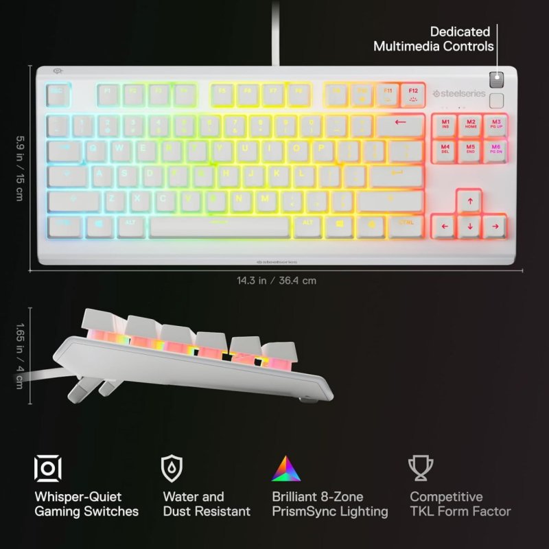 SteelSeries Teclado para jogos Apex 3 TKL Branco RGB