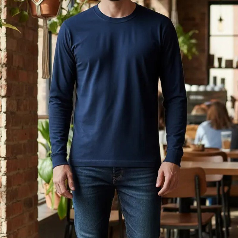 Camiseta Masculina Manga Longa Comprida Algodão Premium