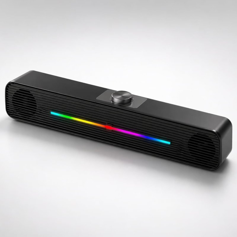 Caixa de Som PC Auto Falantes Soundbar 2.0 Estéreo Luzes RGB Ideal Para Setup Gamer