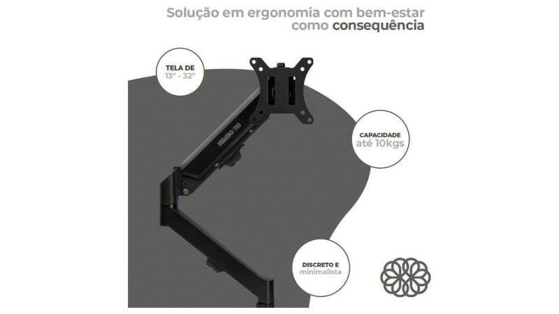 Suporte Articulado Para Monitor e Tv Zinnia Nimbo 110, 13 Pol. A 32 Pol