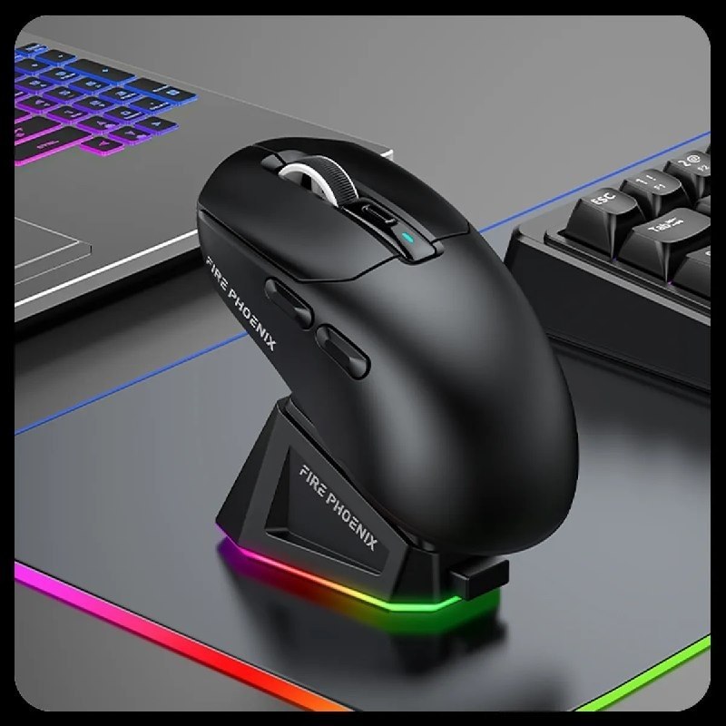 Mouse Gamer Sem Fio Fire Phoenix 24000dpi Paw3311 Preto