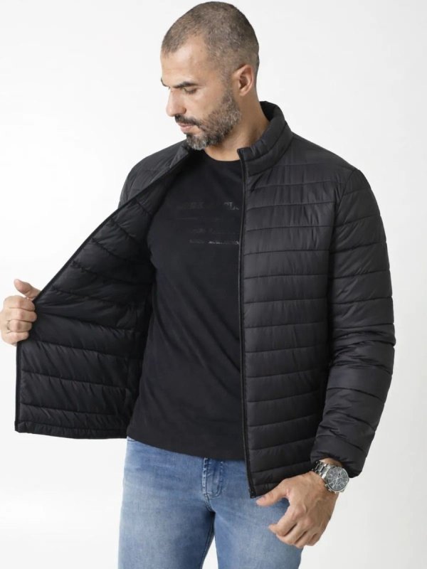 Jaqueta Masculina Gola Curta Impermeável Com Punho Elástico