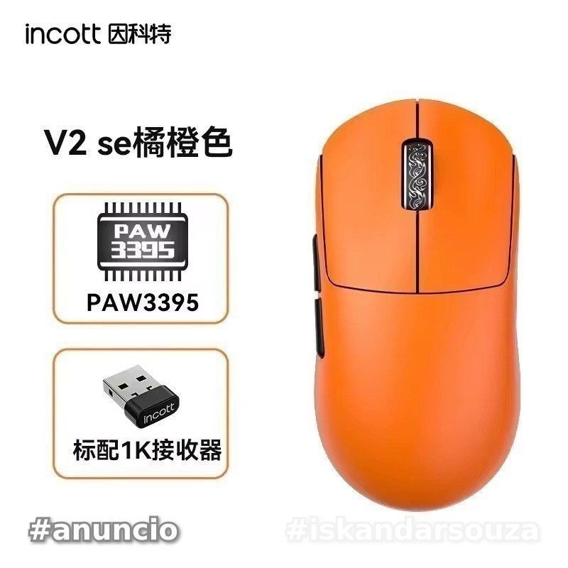 Incott G23 v2 Se PAW3395 Mouse Gamer Wireless, Switch Hot-Swap 1000khz 500mAh