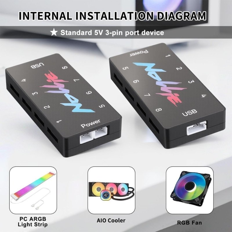 2 unidades - Controladora ARGB Nollie 8