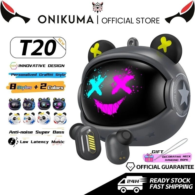 Fones de ouvido ONIKUMA T20 TWS Gaming Earbuds sem fio Suporte Bluetooth 5.3