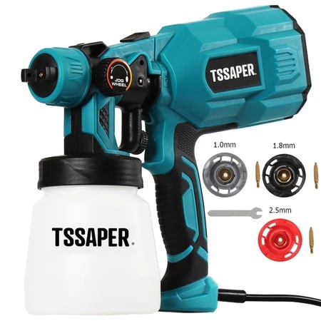 Tssaper Pistola Pintura Elétrica HVLP 550W - 3 Bicos Cobre