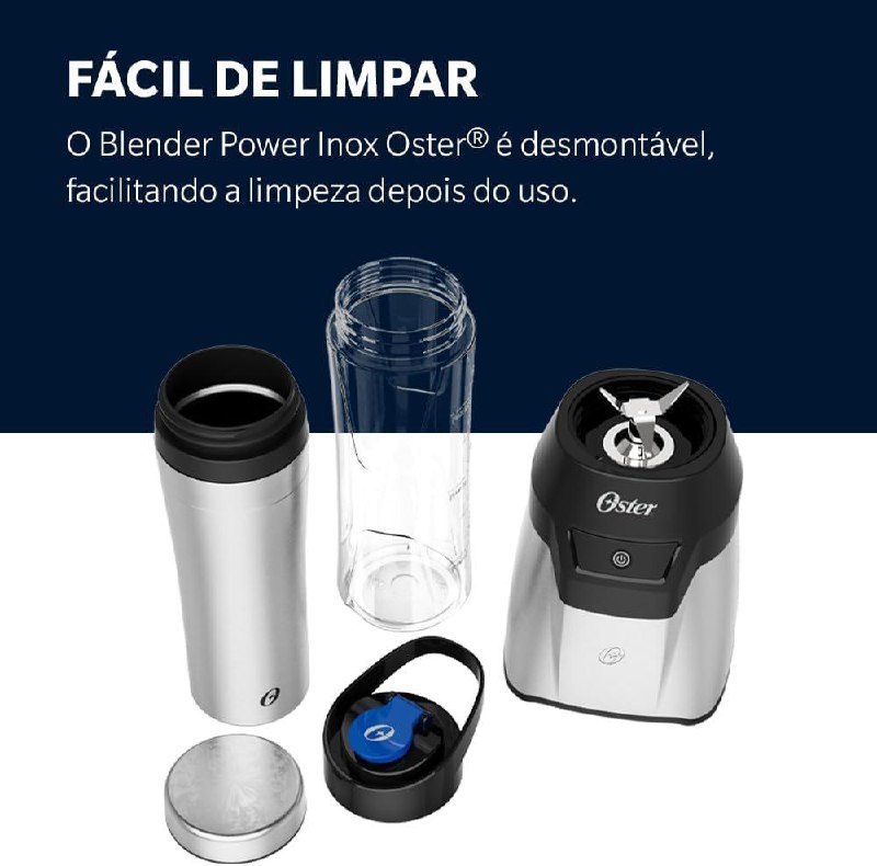 Blender Oster Power Inox 220V com 2 Jarras To Go