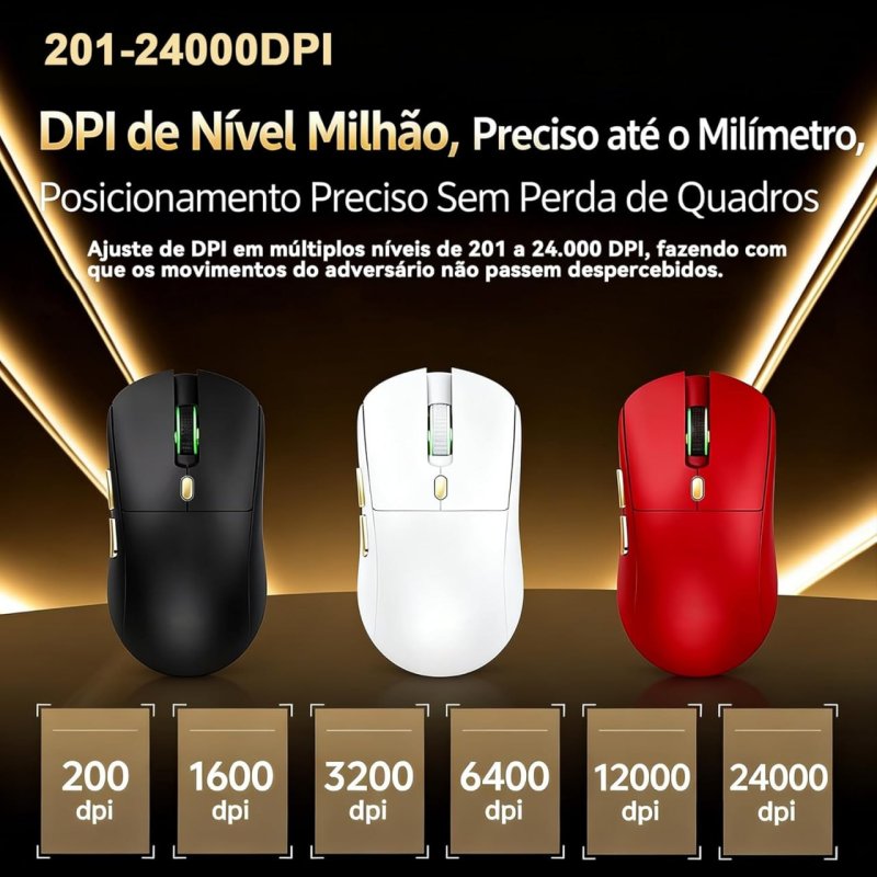 Mouse gamer sem fio, design ultraleve, equipado com interruptor micro HUANO, sensor PAW3311
