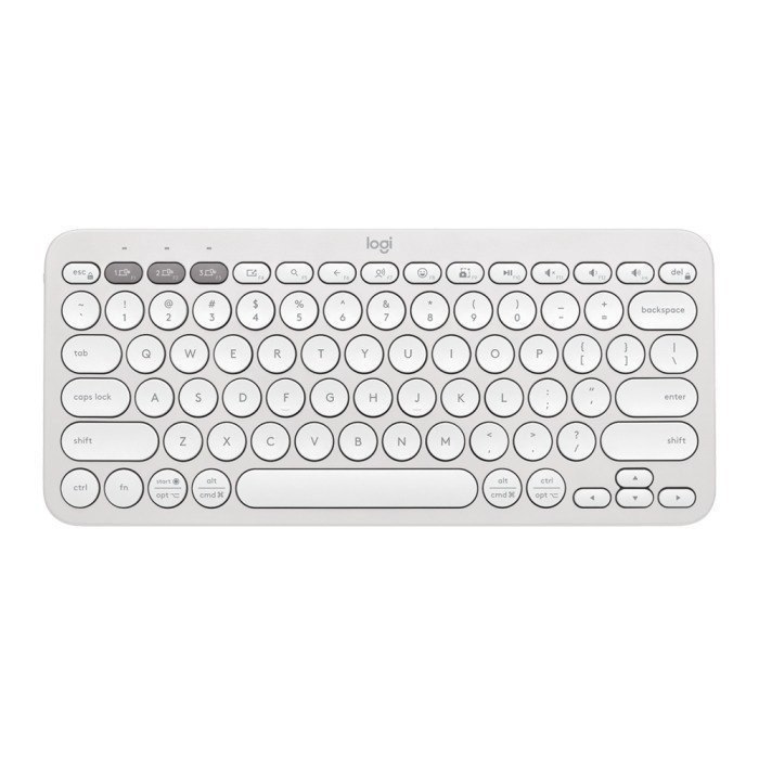 Teclado sem fio Logitech Pebble Keys 2 K380s com Conexão Bluetooth Easy-Switch e Pilha Inclusa - Branco