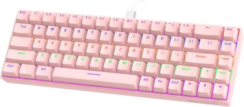 GOKOCO Teclado Mecânico com Fio 65% A1802, Gamer Switch Vermelho 68 Teclas