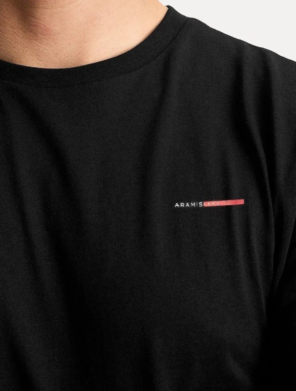 Camiseta Aramis Estampa Assinatura 1995 Peito Preta