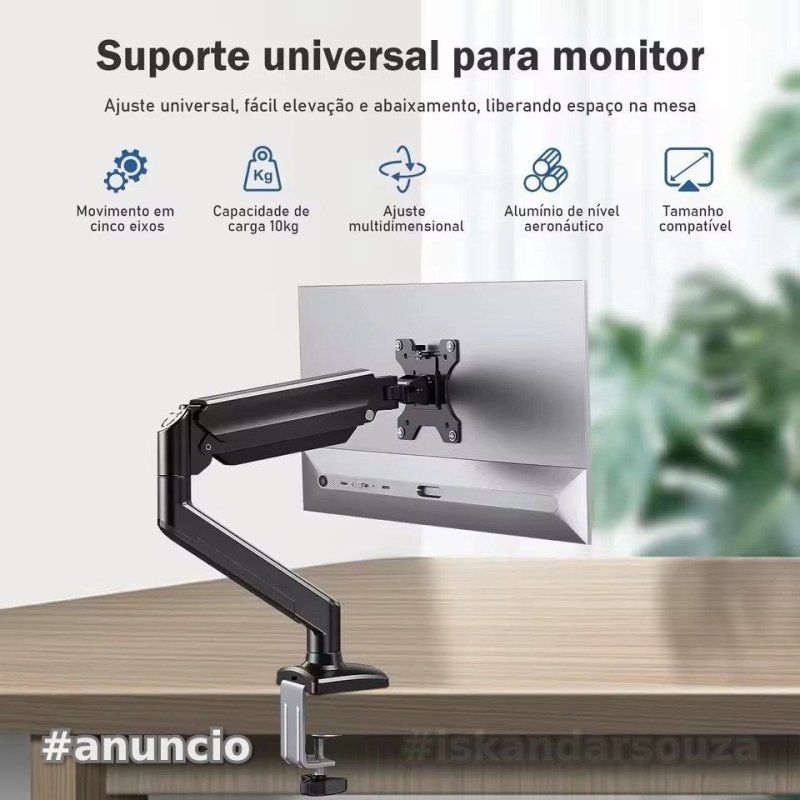 Suporte Braço Articulado para Monitor WKZJ-DN, para Monitores de 14" a 32" ou até 10kg