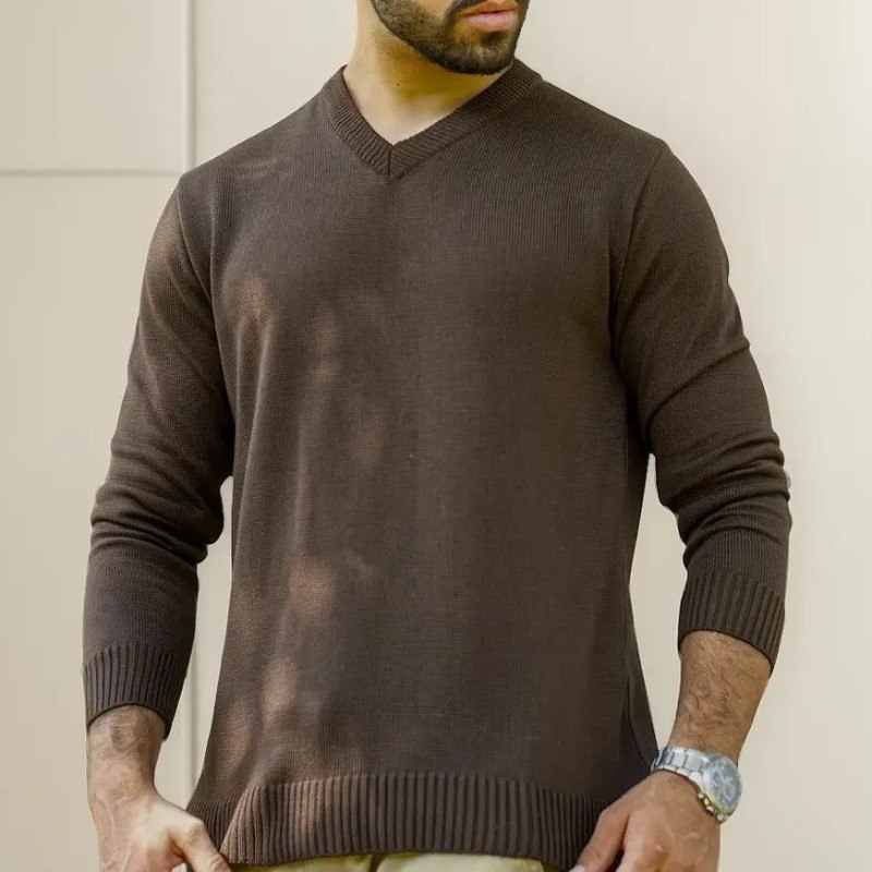 Suéter Masculino Slim Casaco Lã Gola V Cardigan Tricot Social