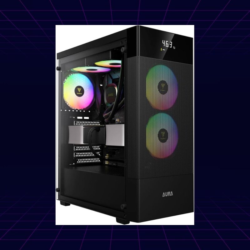 Gabinete Gamer Gamdias Aura GC5 Elite Preto ARGB com 3 Fans