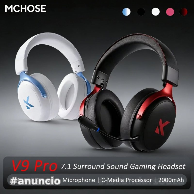 Headset MCHOSE V9 Pro Gaming Headset, Over-Ear Quad-Mode (VERSÃO PRETA)