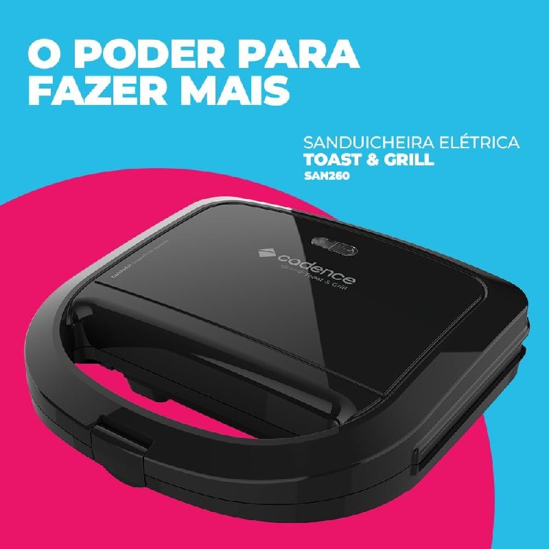 Cadence Toast & Grill - 750W - Sanduicheira Elétrica Preta