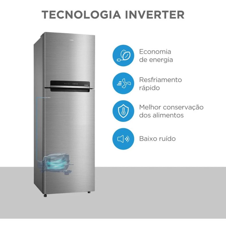 Midea Geladeira Frost Free Duplex 425L Inverter Inox Bivolt