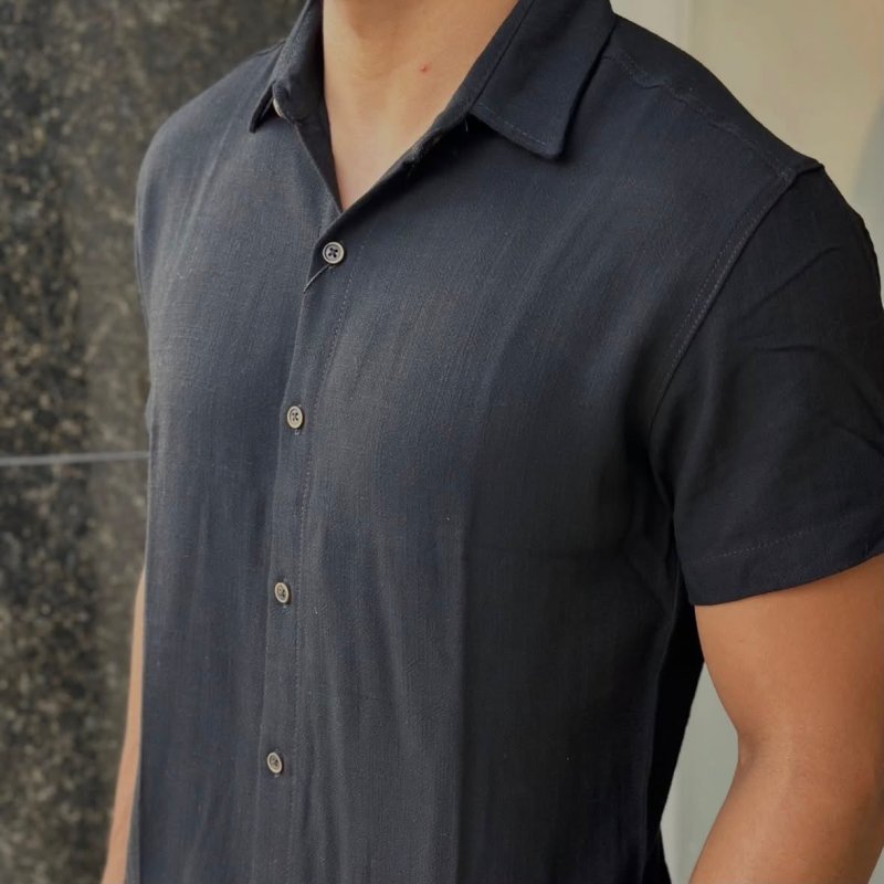 Camisa Social Masculina Manga Curta Slim Fit