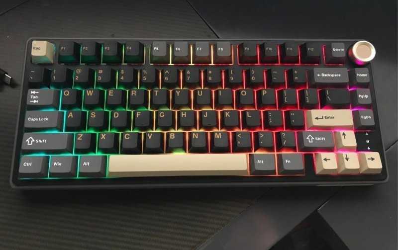 Teclado Mecânico Royal Kludge RK R75, RGB, PBT, Switch RK Hot Swap, Com Knob de Volume