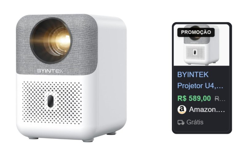 Projetor WiFi 3d Byintek Love U4, 1080p Nativo, Suporte 4k, 300 ANSI, Android 9