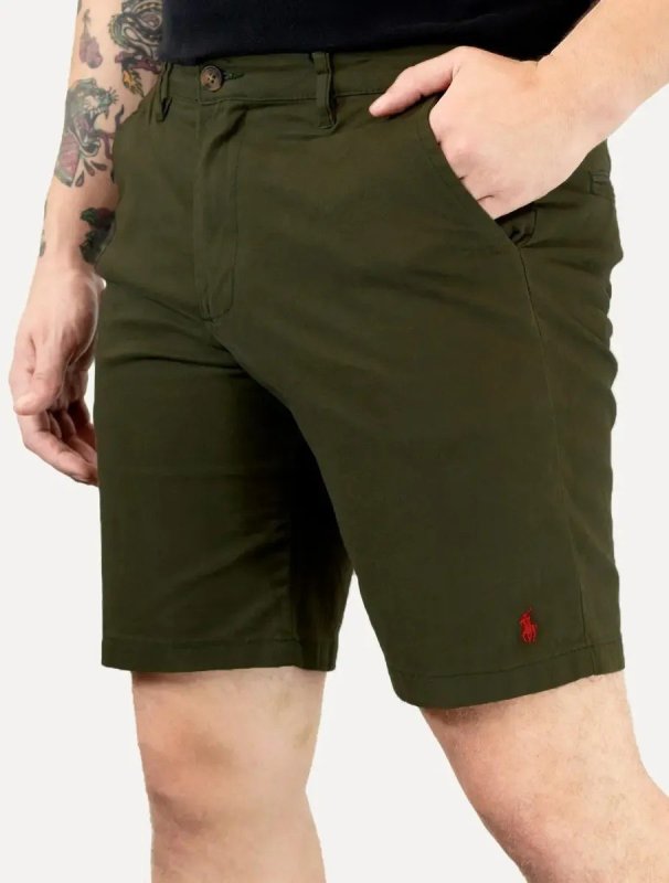 Bermuda Ralph Lauren Masculina Sarja Stretch Verde Militar