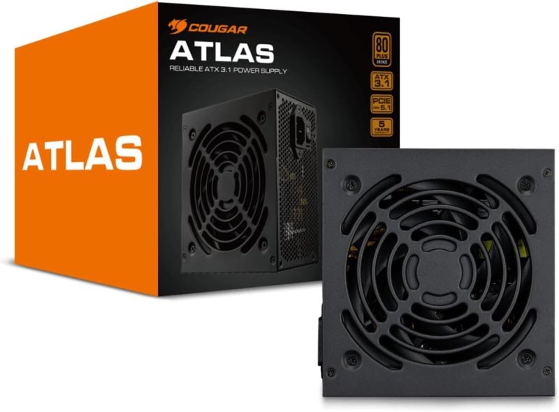 Fonte Cougar Atlas, 650W, 80 Plus Bronze, ATX 3.1, PFC Ativo, Preto