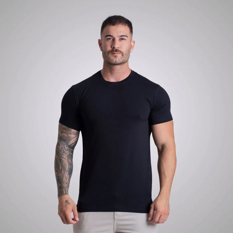 Camiseta Algodão Egípcio Original C/ Elastano Lisa Masculina