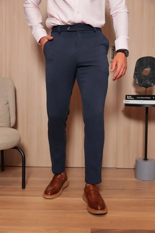 Calça Social Alfaiataria Masculina Malha Elastano Stretch