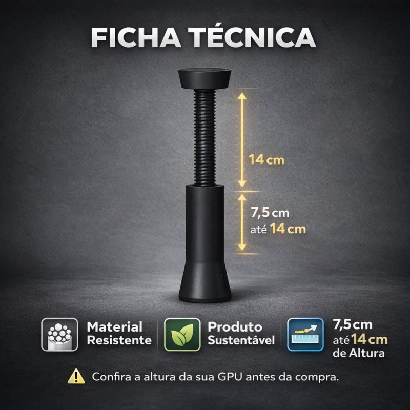 Suporte Vertical Ajustável para GPU 7,5 a 14 cm