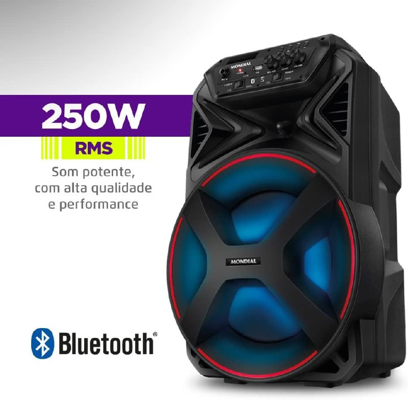 MONDIAL Caixa Amplificada Connect Partyplus 250W RMS - Preto