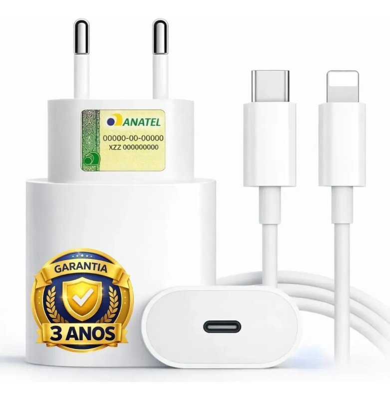 Carregador Compatível com iPhone 8 X Xr 11 12 13 14 Pro Max