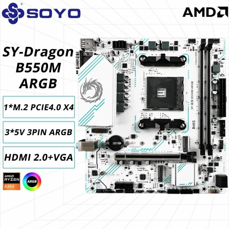 Placa Mãe Soyo B550M PCI 4.0 ARGB