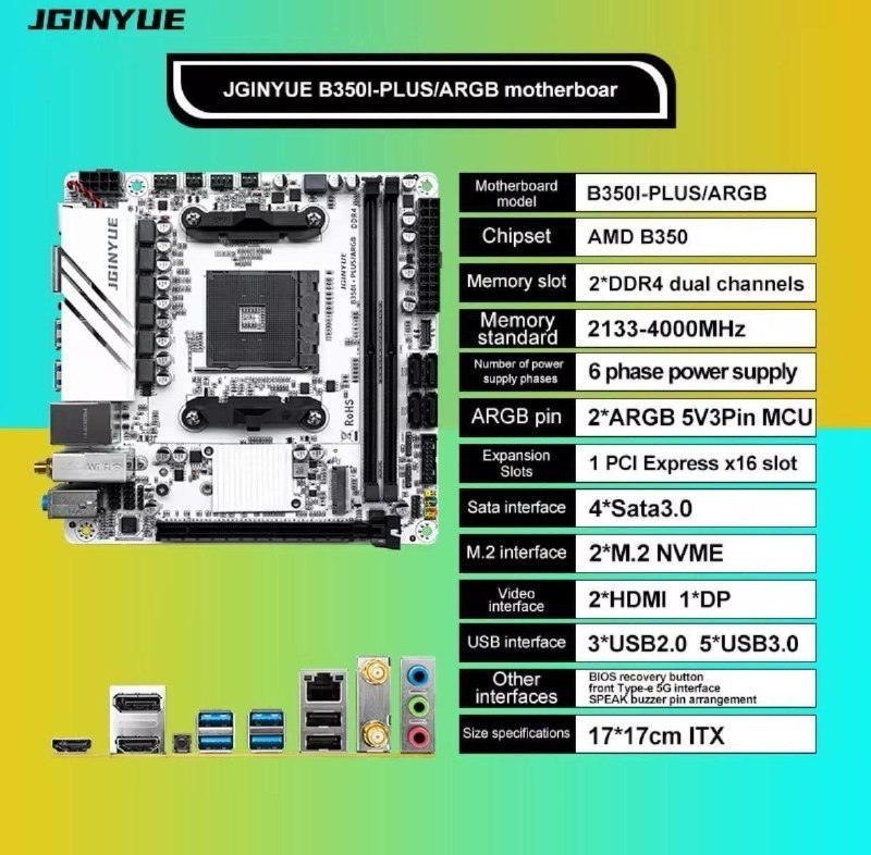 B350I Jginyue Itx PLUS - ARGB AM4