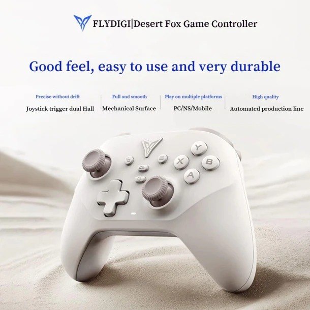Controle Flydigi Dune Fox, Sem Fio, Hall Effect, Cor Bege