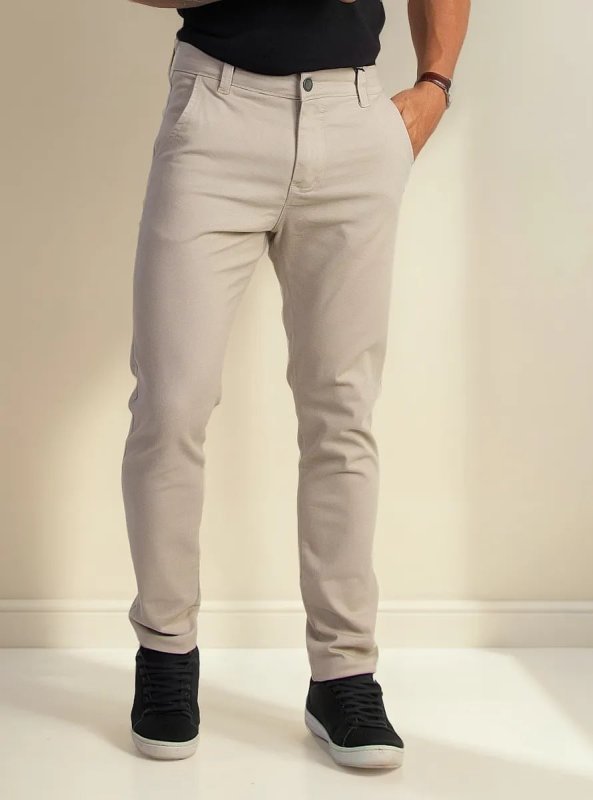 Calça De Sarja Bolso Faca C/ Lycra