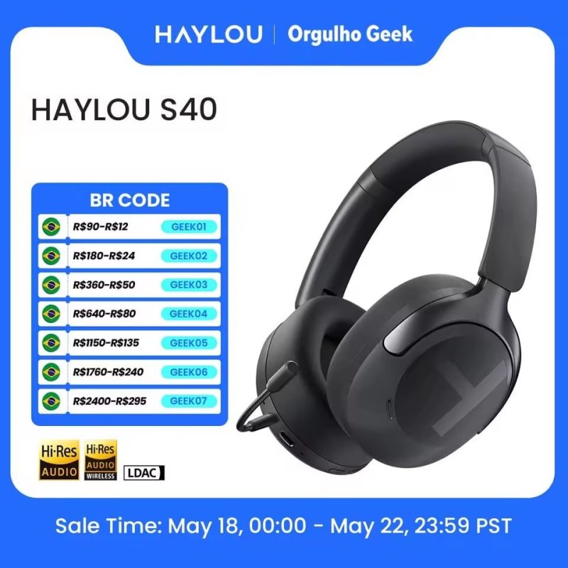 Headphone Haylou S40 ANC (Até 90h)