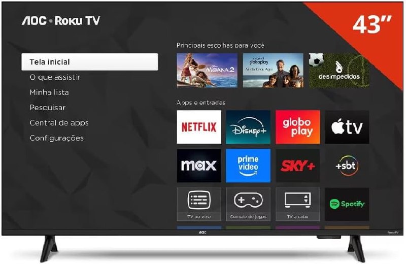 AOC Smart TV 43 Polegadas Full HD LED Roku TV 43S5155/78G