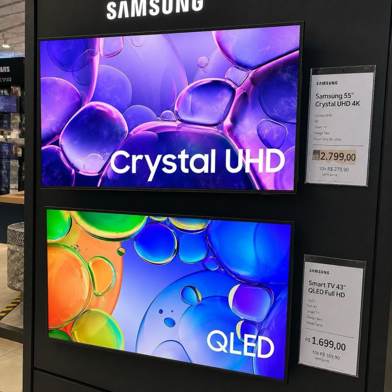 Smart TV 55” Crystal 4K + Smart TV 43" QLED