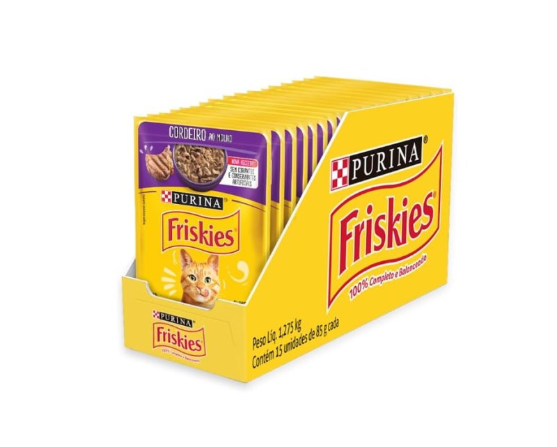 Pack Nestlé Purina Friskies Ração Para Gatos Adultos Com 15 Sachês 85g
