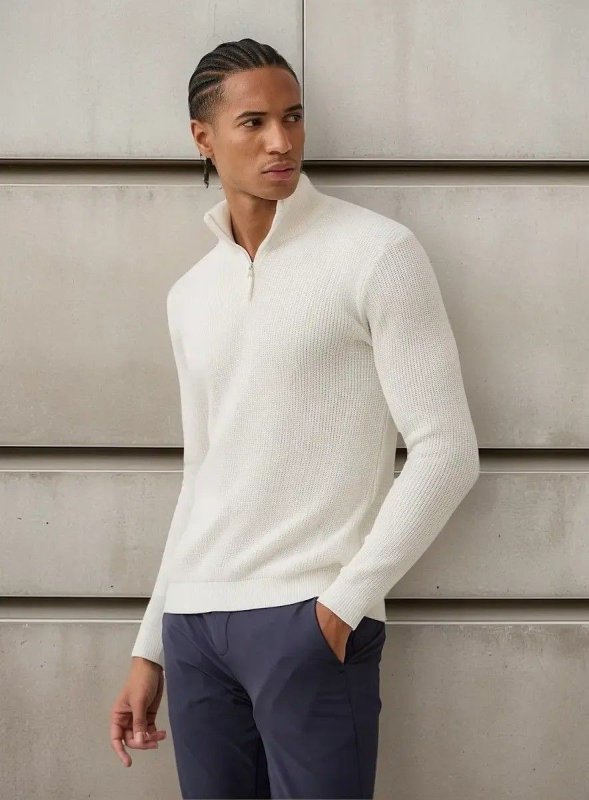 Suéter De Tricot Masculino Gola Zíper Opus
