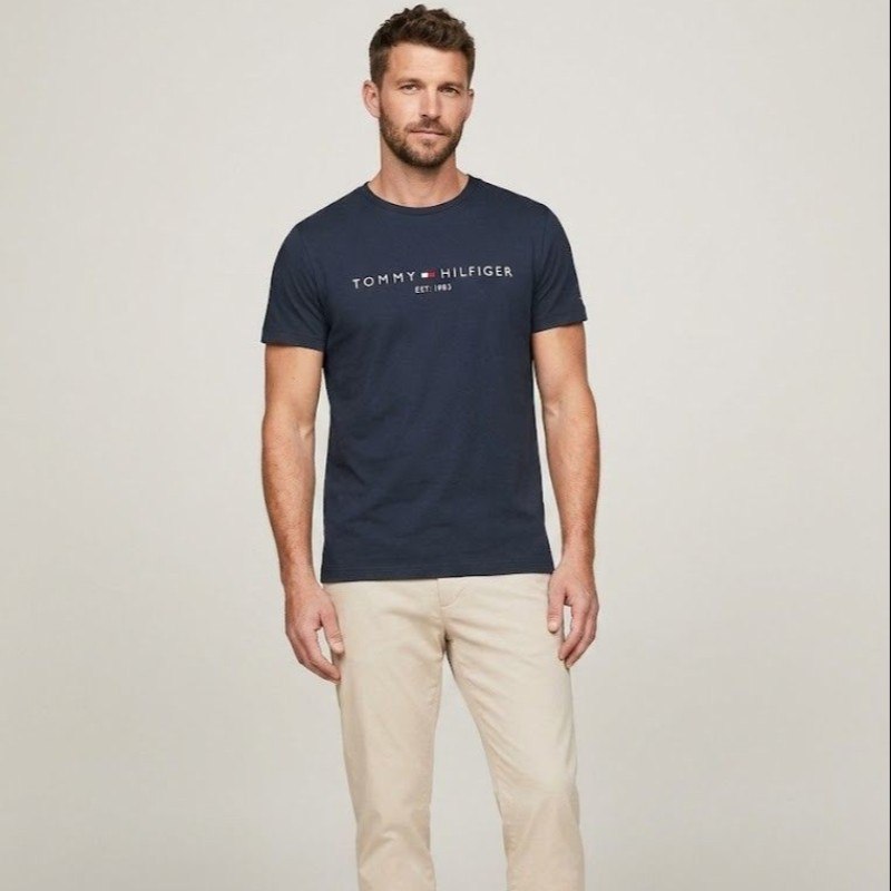 Camiseta Masculina Tommy Hilfiger 1985 Azul Marinho Algodão