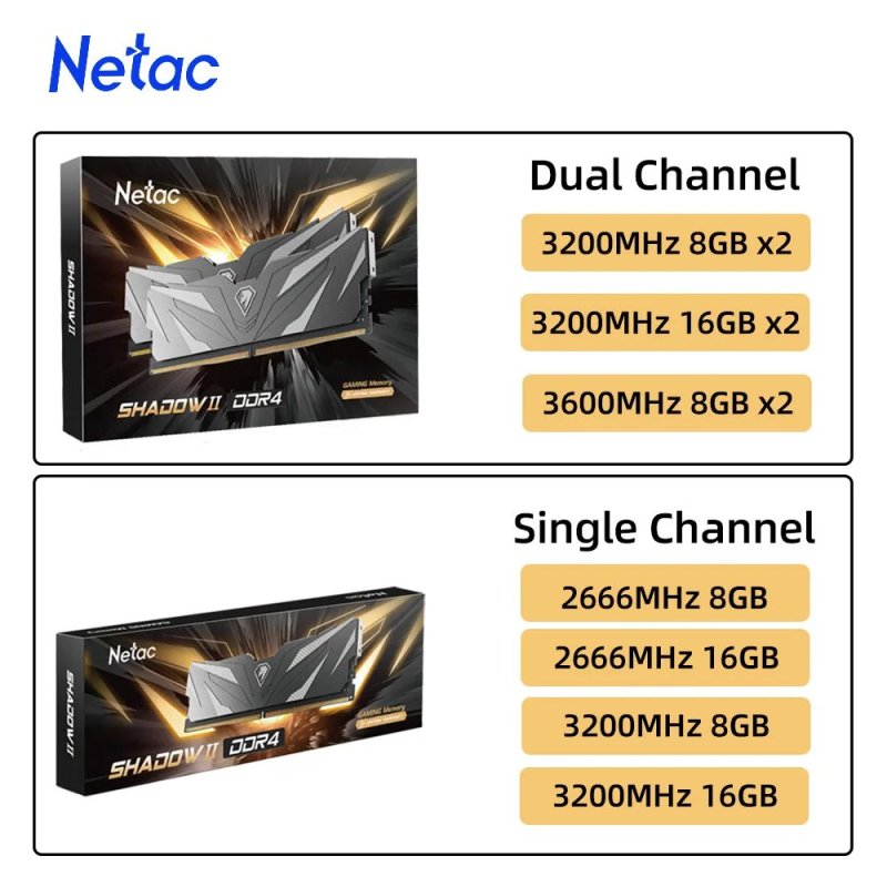 Memoria RAM DDR4 Netac 2X8GB (16GB) 3200MHZ Preta