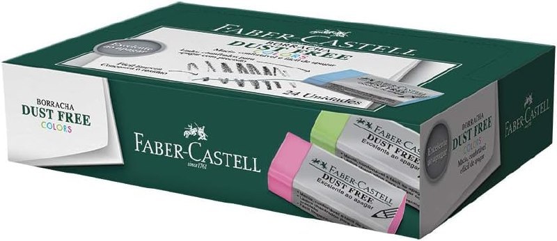 Borracha Dust Free, Faber-Castell, 187138, Multicor, pacote de 24