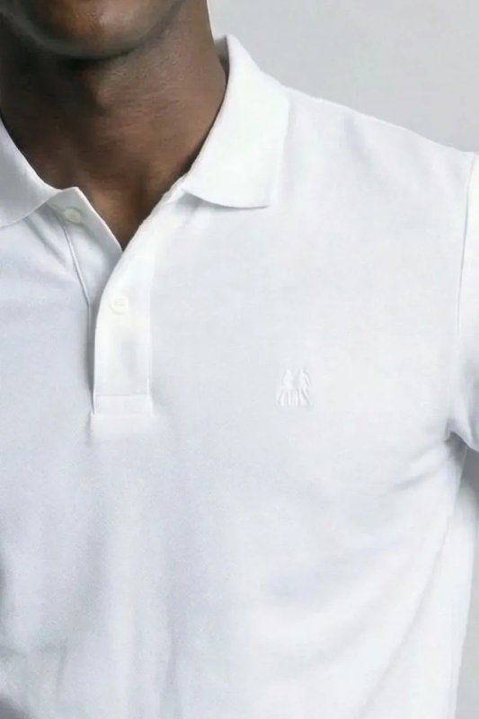 Polo Piquet Lisa Com Botão Polo Wear Branco